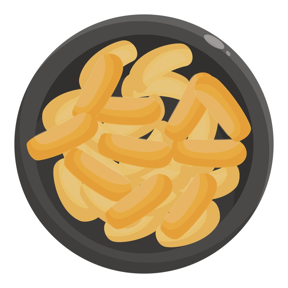 Tteokbokki rice cakes on a plate, korean street food vector