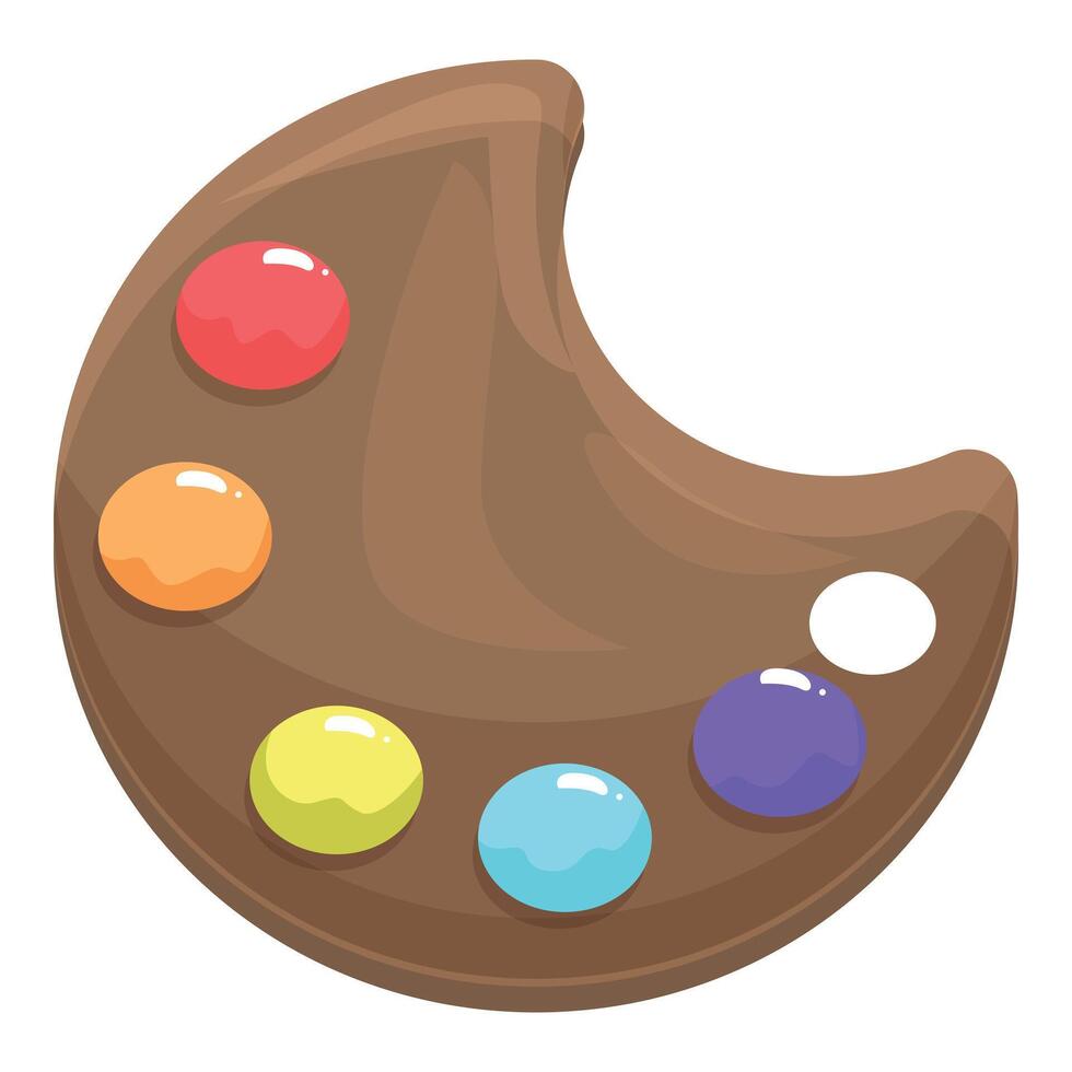 Wooden palette holding colorful paint for artistic creations vector
