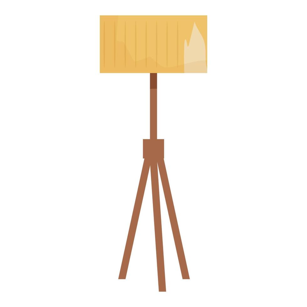 Wooden tripod floor lamp standing on white background vector