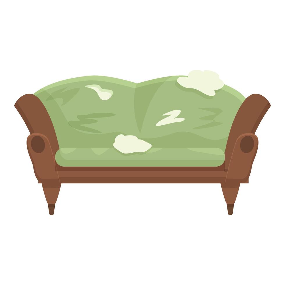 Old dirty sofa with stains from drinks and food needs cleaning vector