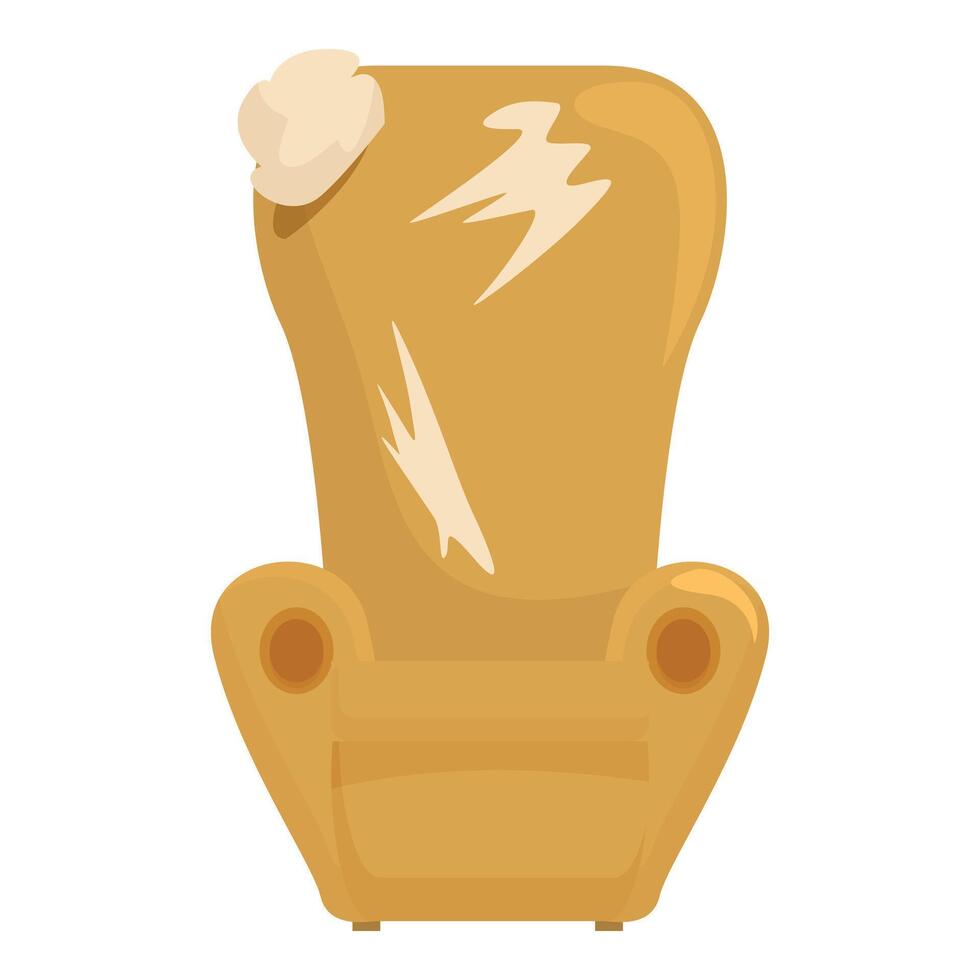 Old torn armchair showing wear and tear from use vector