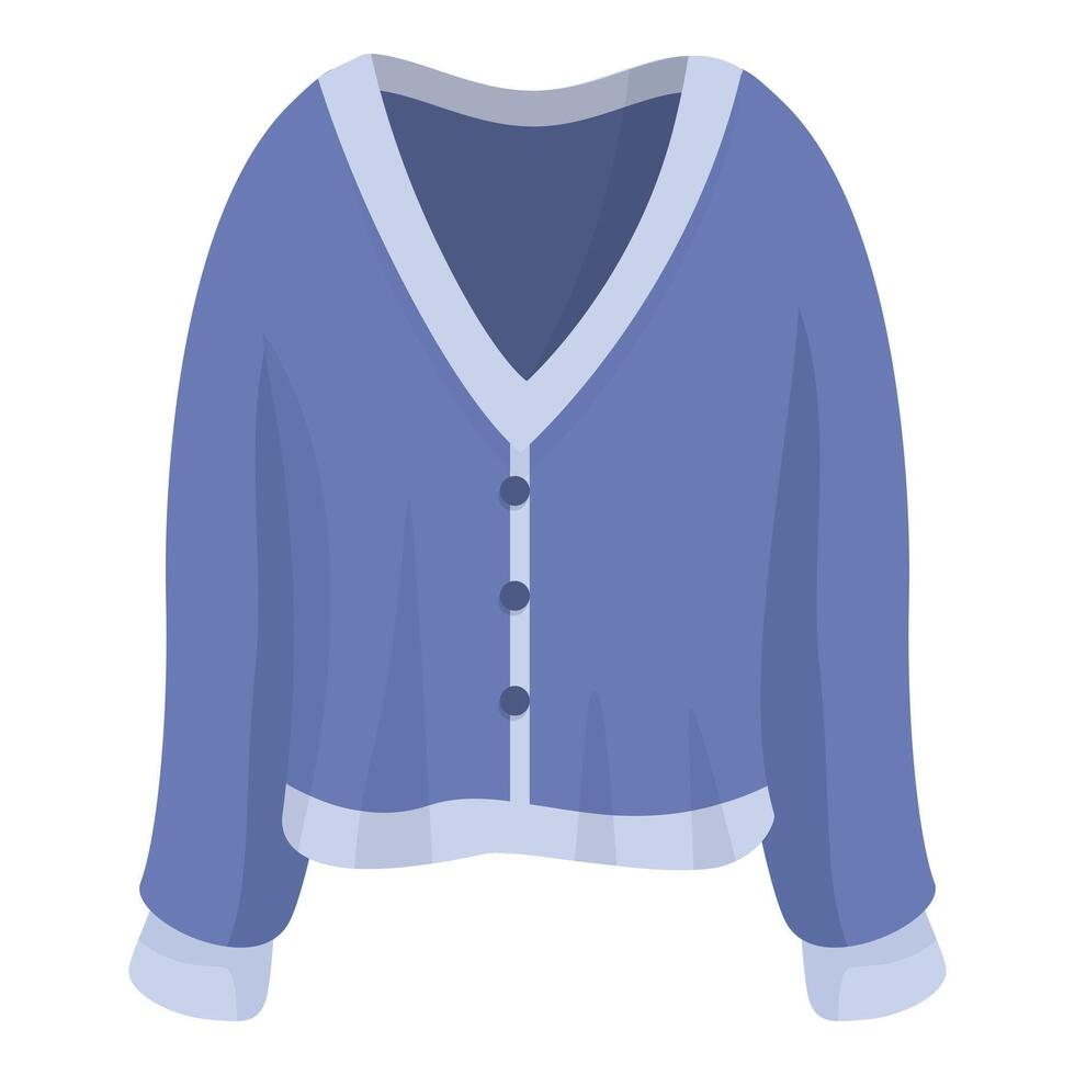 Blue cardigan with buttons and v neck for cold weather vector