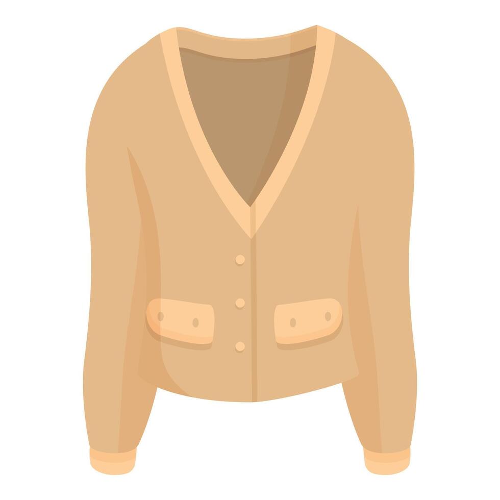Beige cardigan with buttons and pockets for fashion design vector