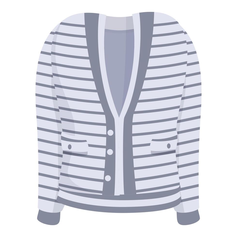 Striped cardigan with buttons and pockets for cold weather vector
