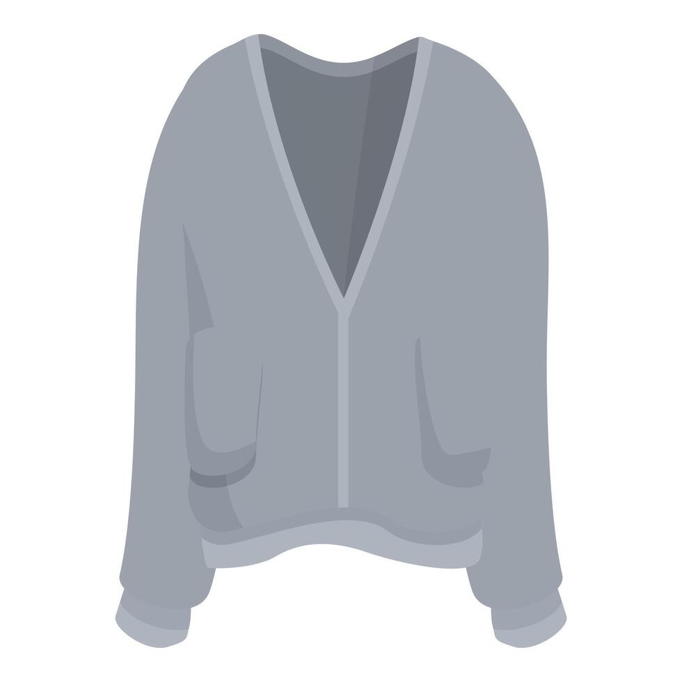 Grey cardigan with zipper and pockets for cold weather vector