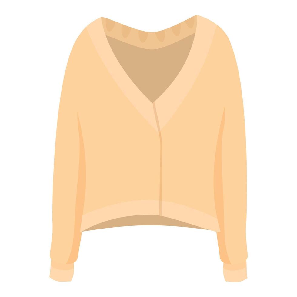 Yellow cardigan with long sleeves and v neck showing autumn fashion vector