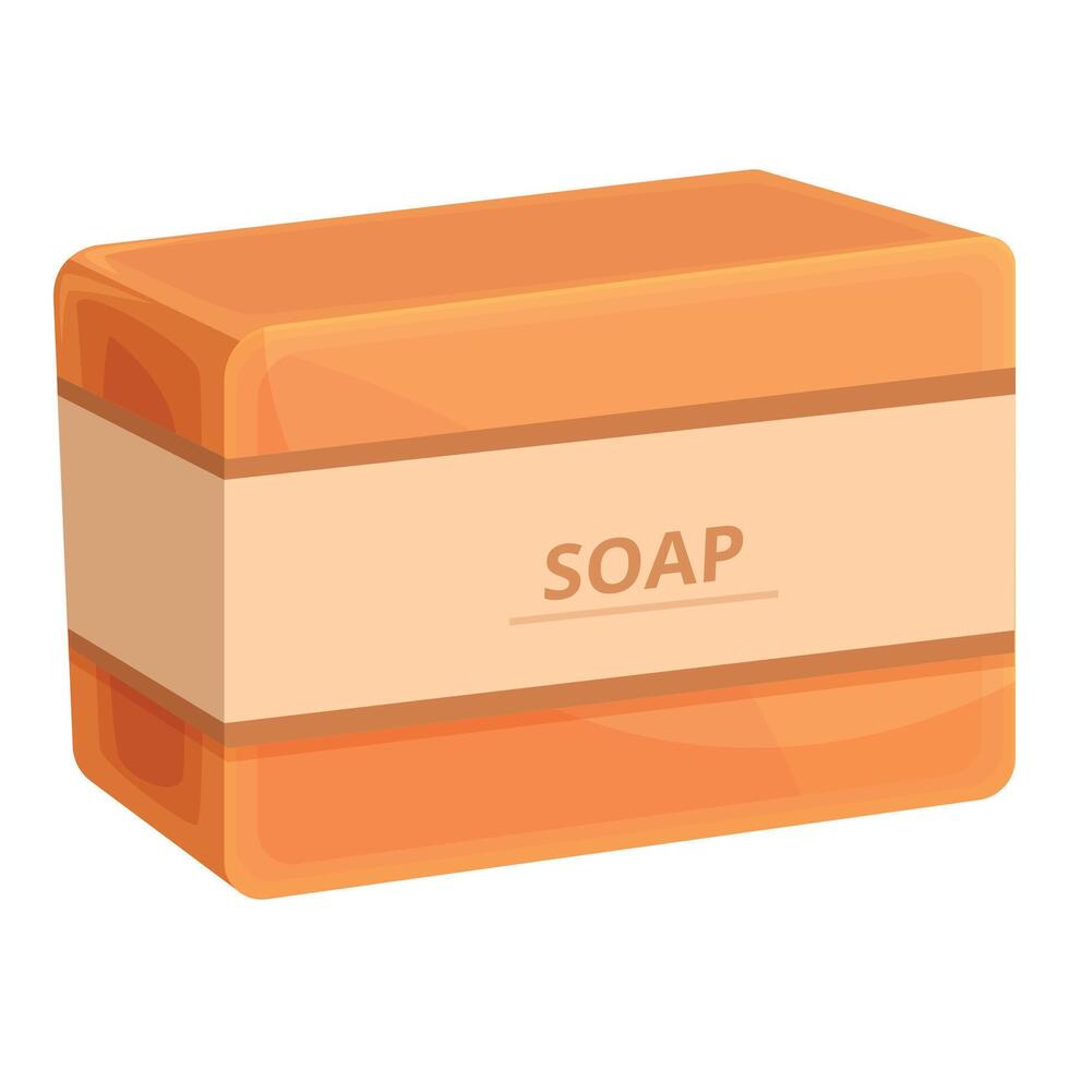 Orange soap bar in plastic wrap is waiting for taking shower vector