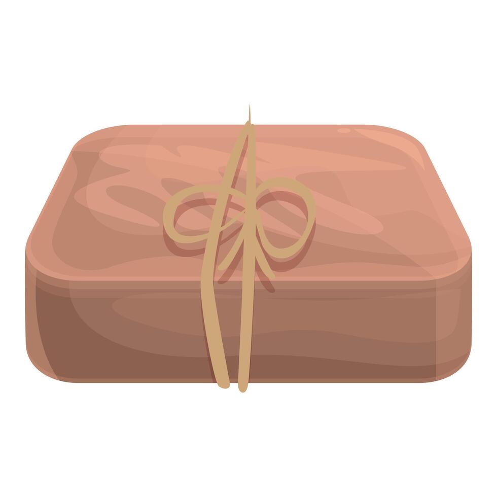 Handmade soap bar tied with natural twine lying horizontally vector