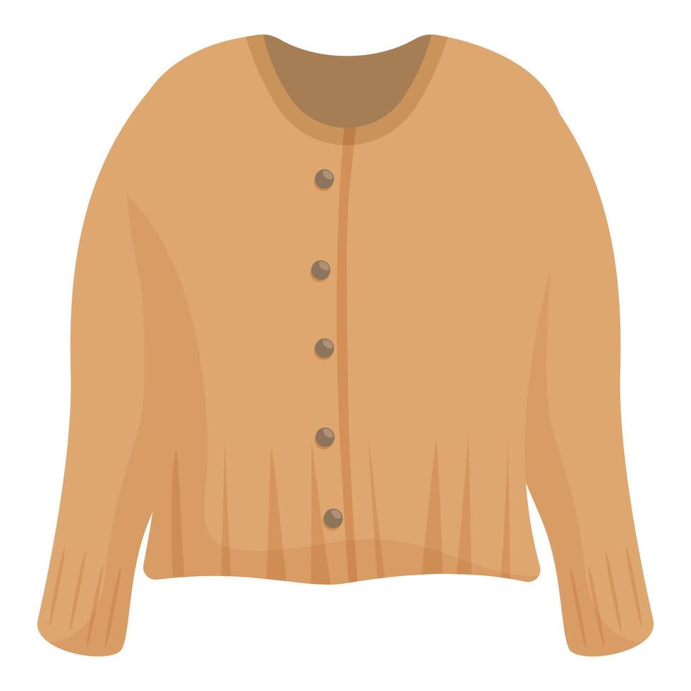 Warm beige cardigan with buttons for cold weather vector