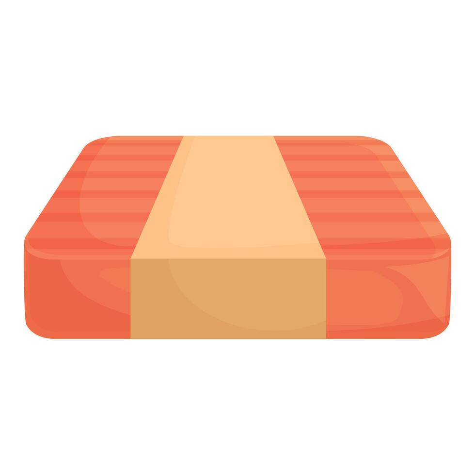 Salmon fillet being packed in cardboard box for delivery vector