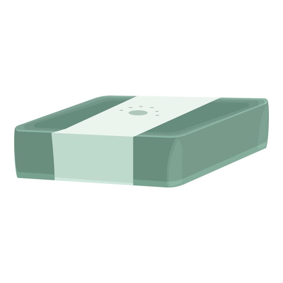 Green soap bar with label isolated on white background vector