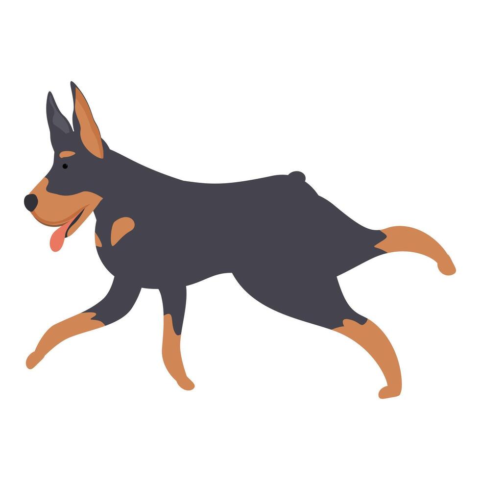Happy doberman pinscher running with tongue out vector