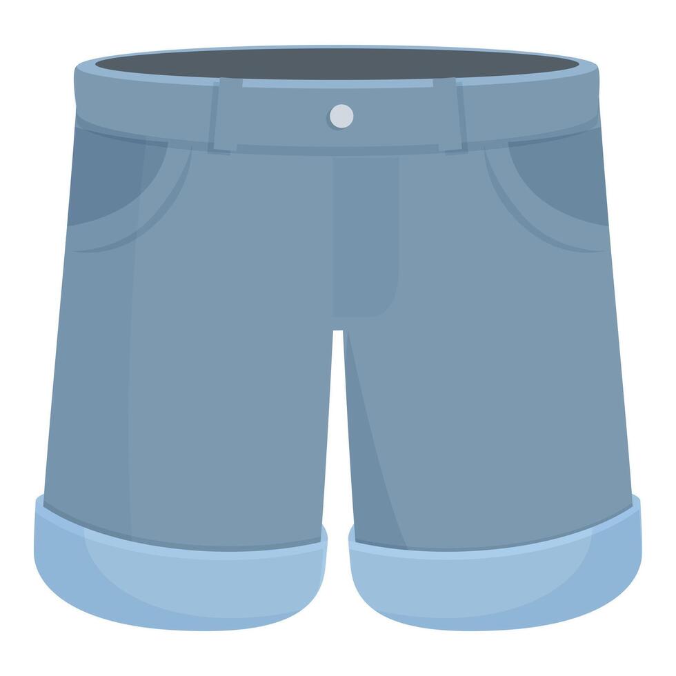 Blue denim shorts with cuffed hem for summer fashion vector