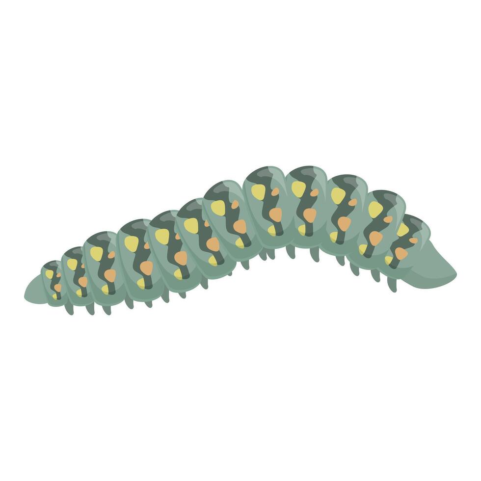 Green caterpillar crawling with yellow and orange spots vector
