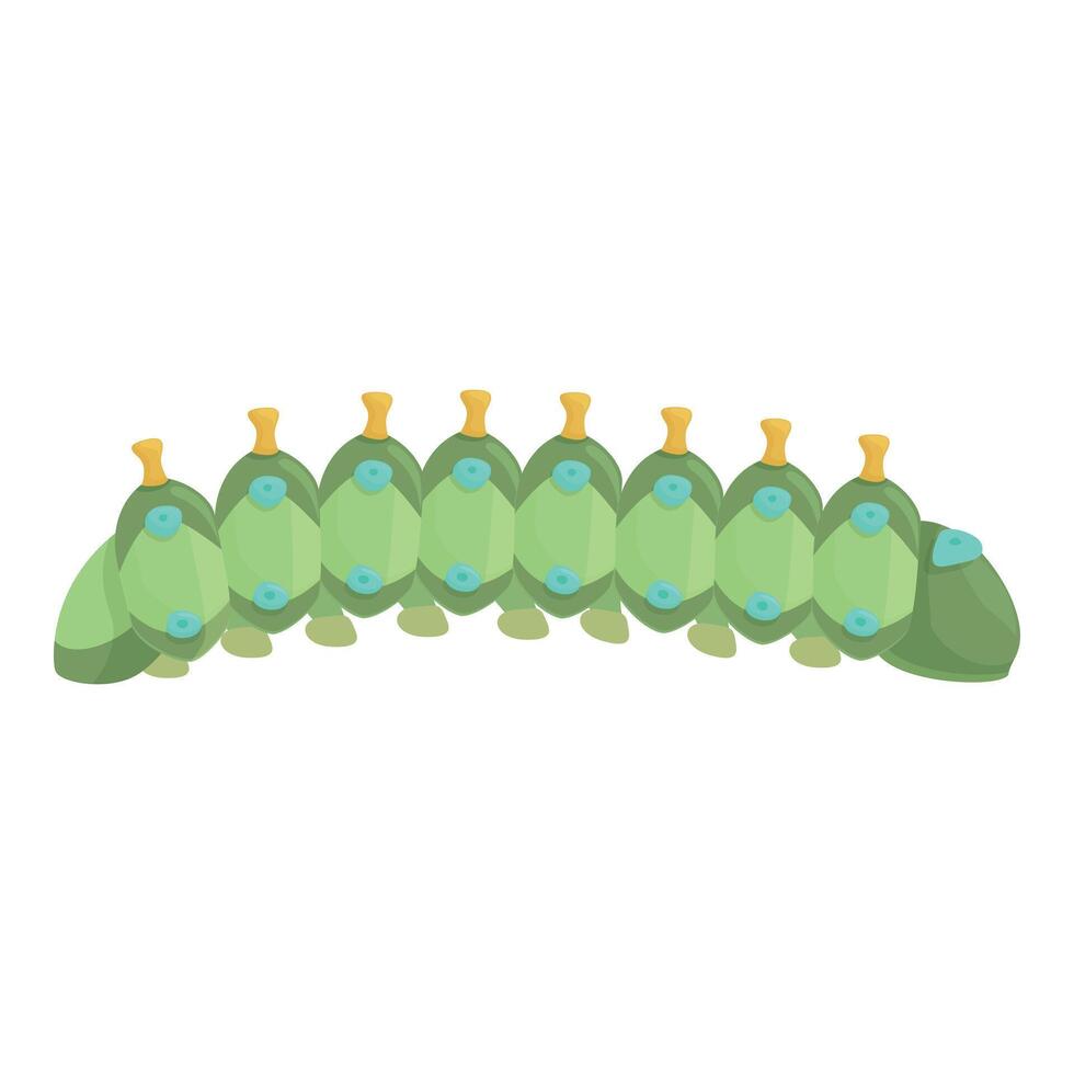 Green caterpillar crawling cartoon style isolated vector
