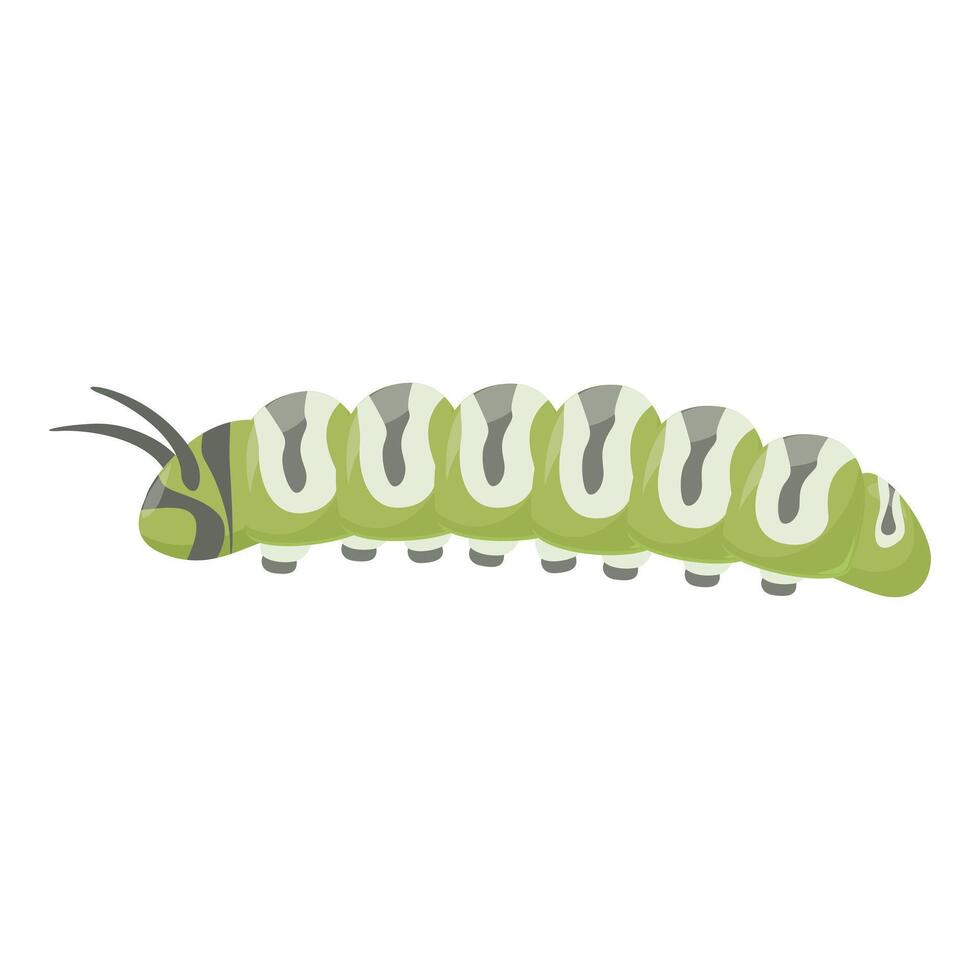 Green caterpillar crawling with black stripes illustration vector