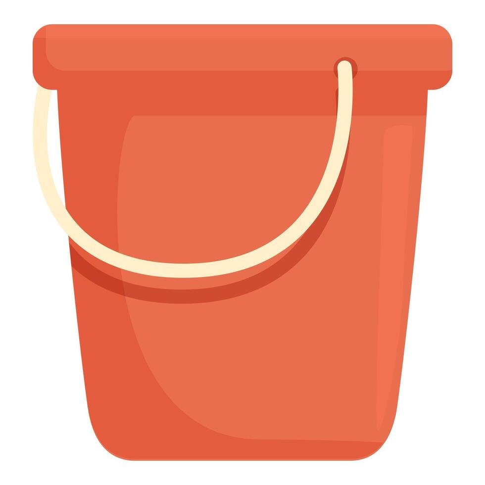 Red empty plastic household bucket with metal handle for cleaning vector