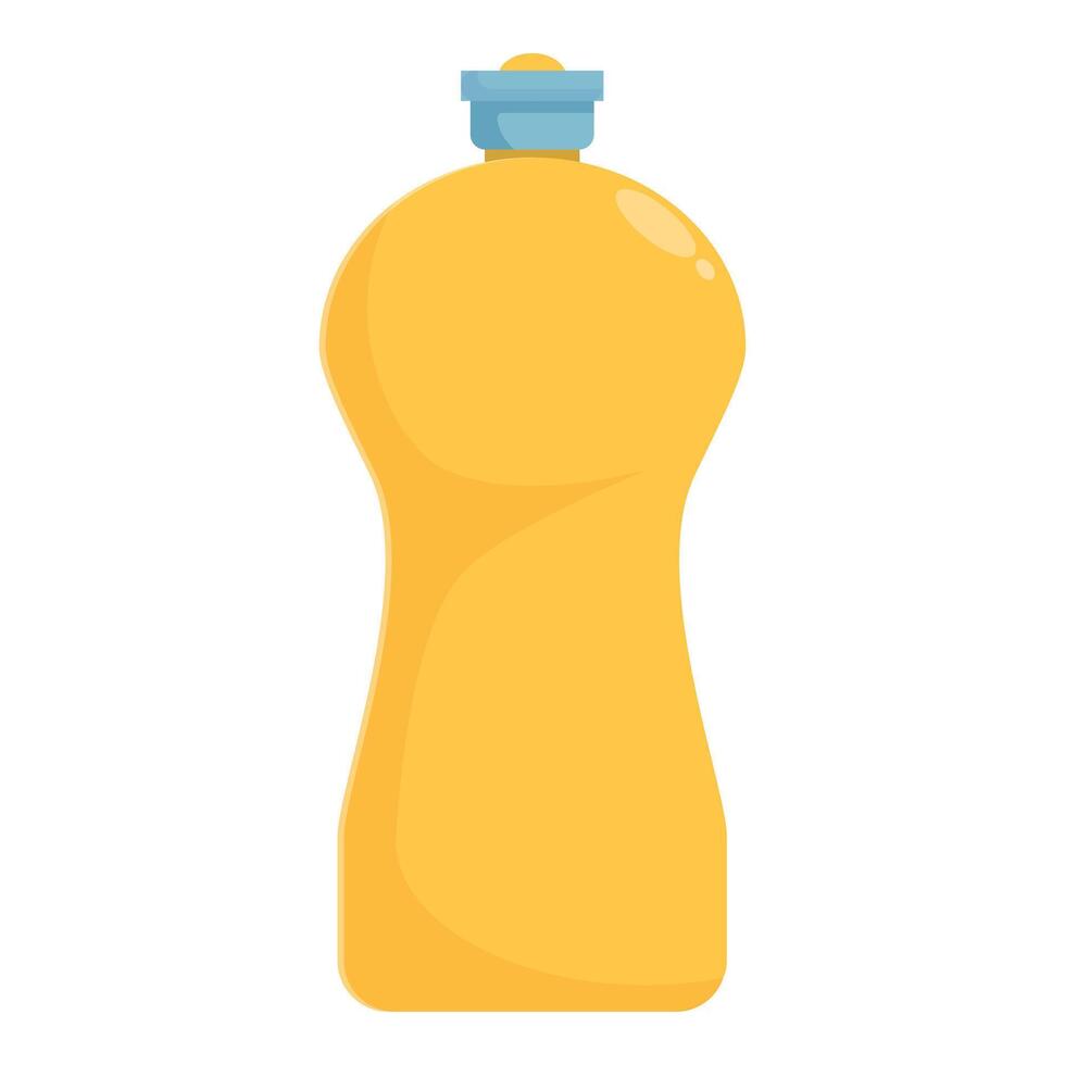 Yellow plastic detergent bottle with blue cap standing vector