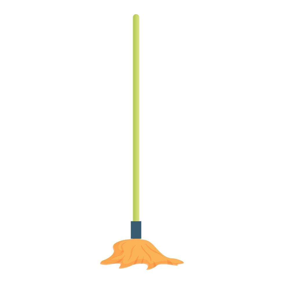 Mop cleaning tool with wooden handle standing upright vector