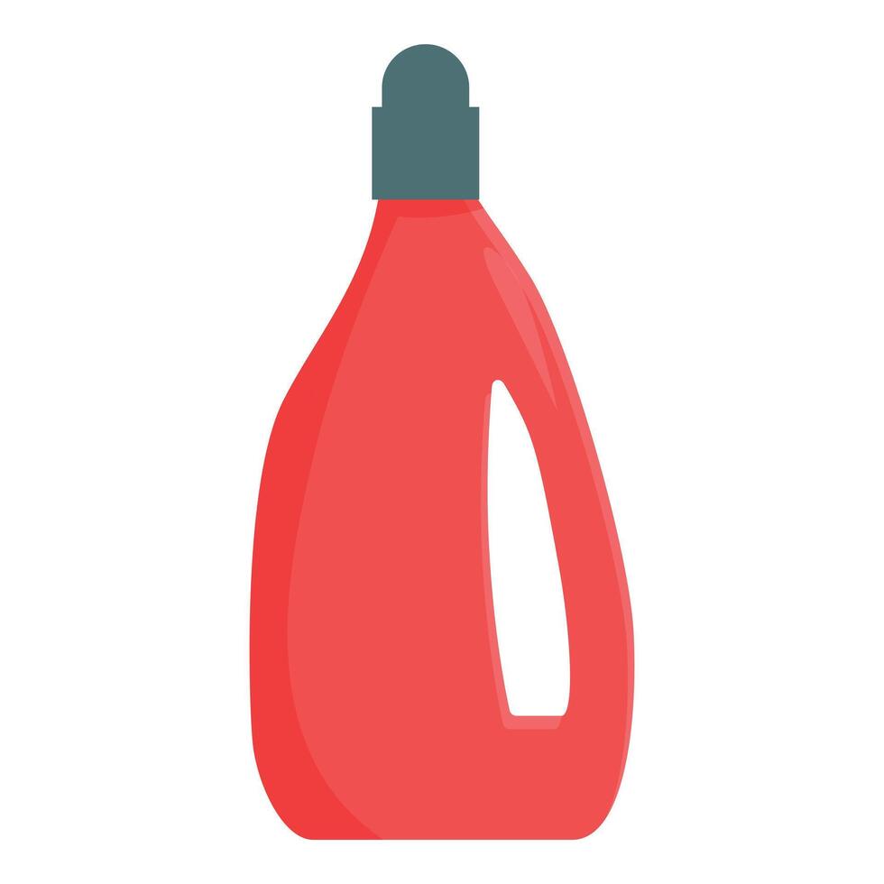Red plastic detergent bottle with black cap standing up vector