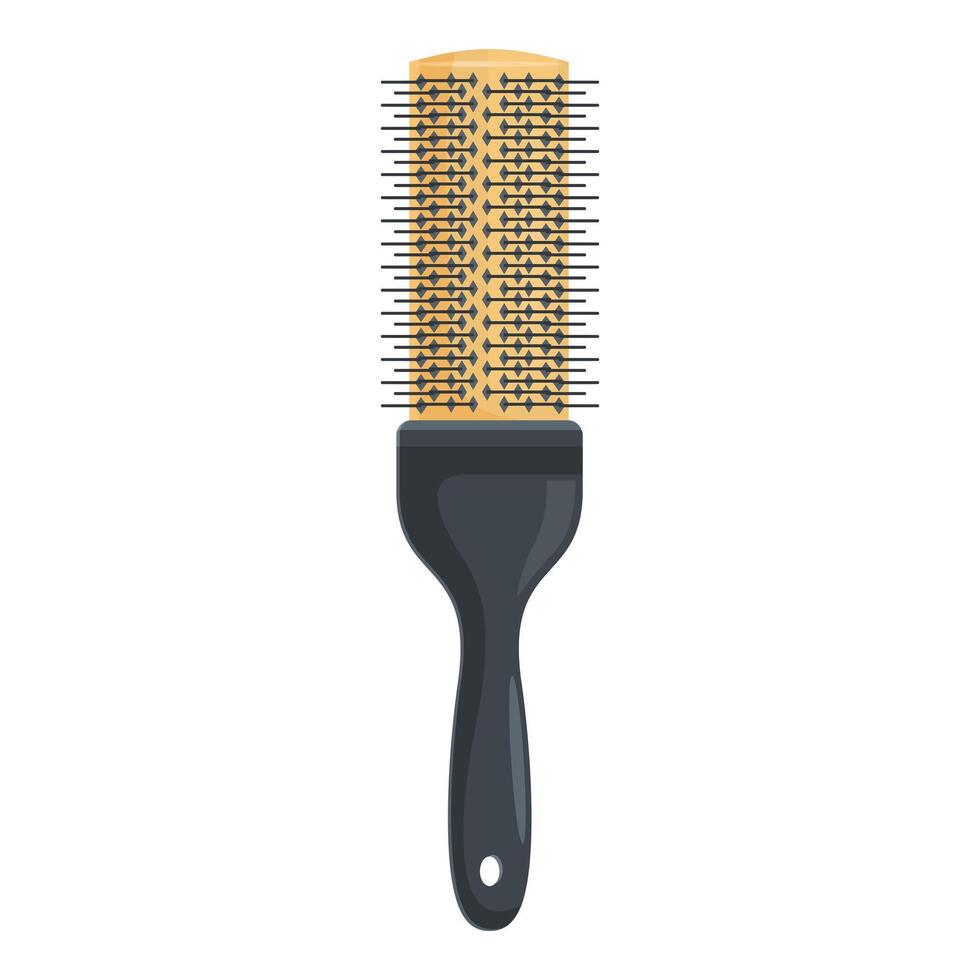 Round hairbrush creating smooth and shiny hair vector