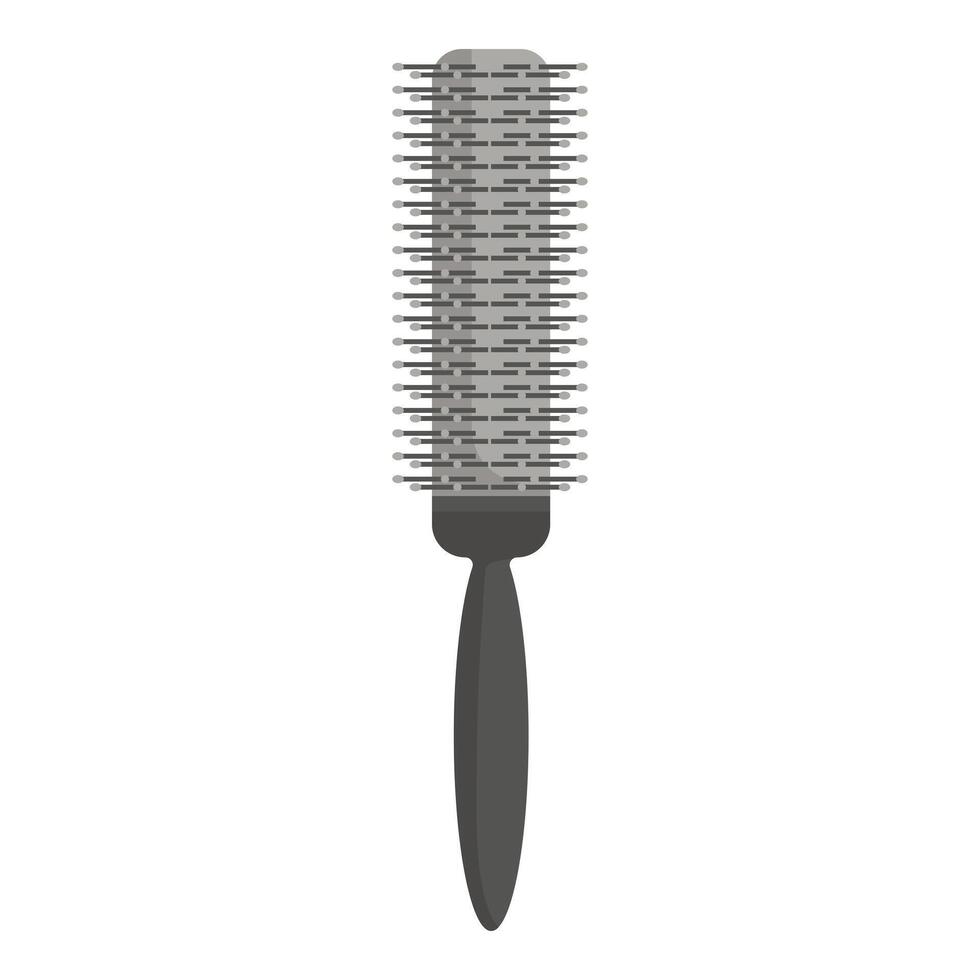 Round hairbrush with black handle for professional hairdressing vector