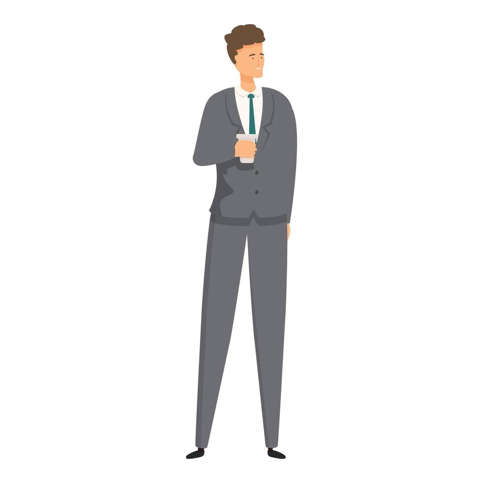Confident businessman holding coffee enjoying break time vector