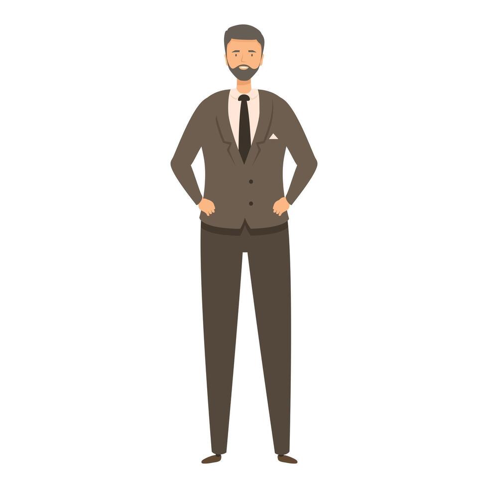 Confident businessman standing with hands on hips posing in formal suit vector