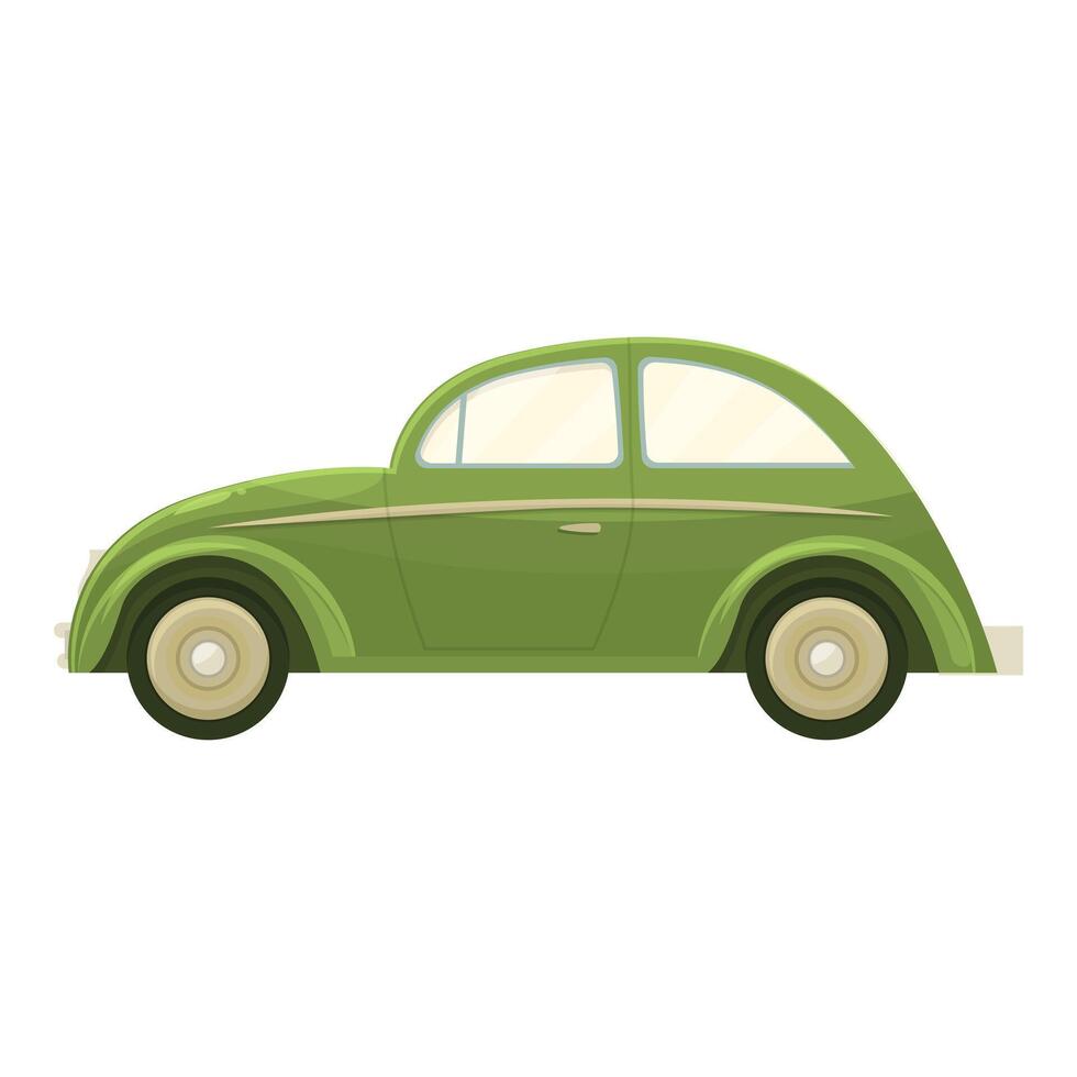 Classic green retro car driving side view illustration vector