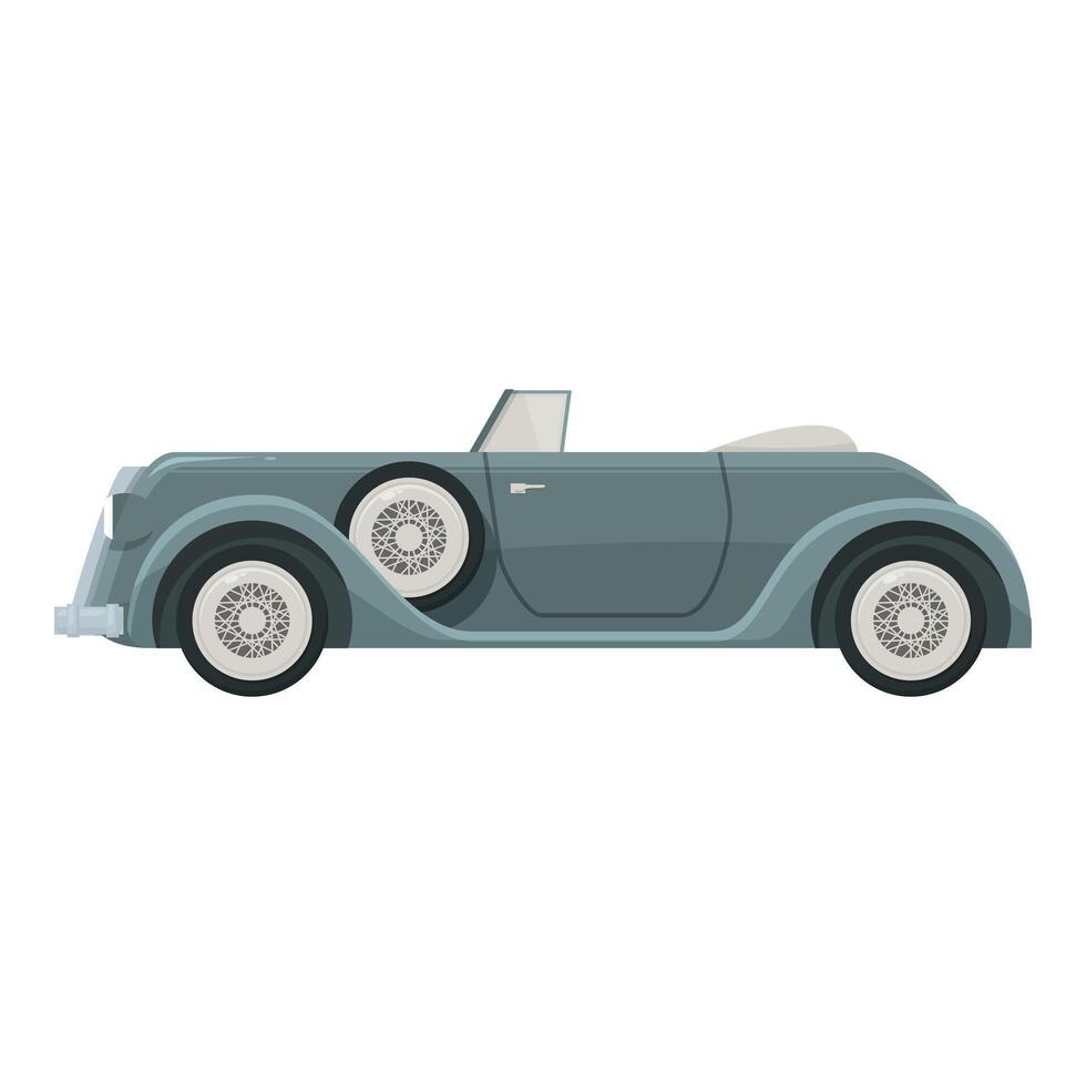 Classic grey convertible car from profile view vector