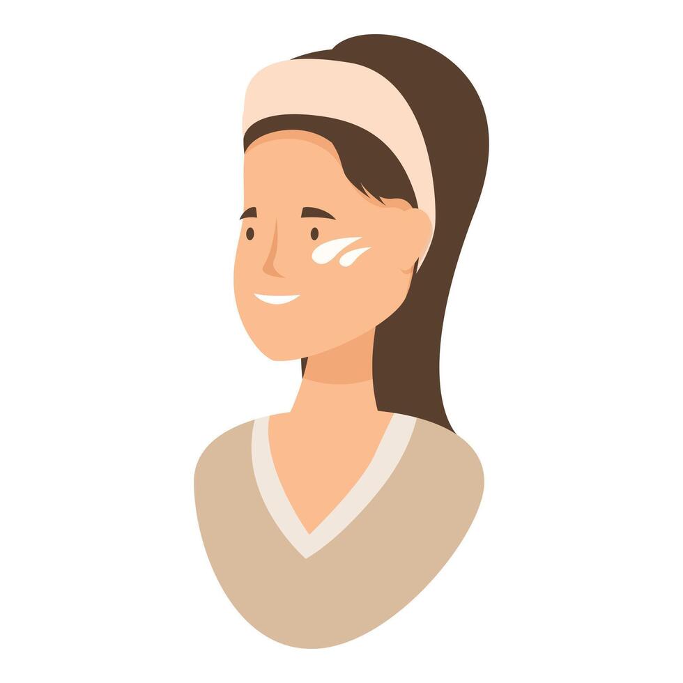 Beautician applying face cream for skincare routine vector