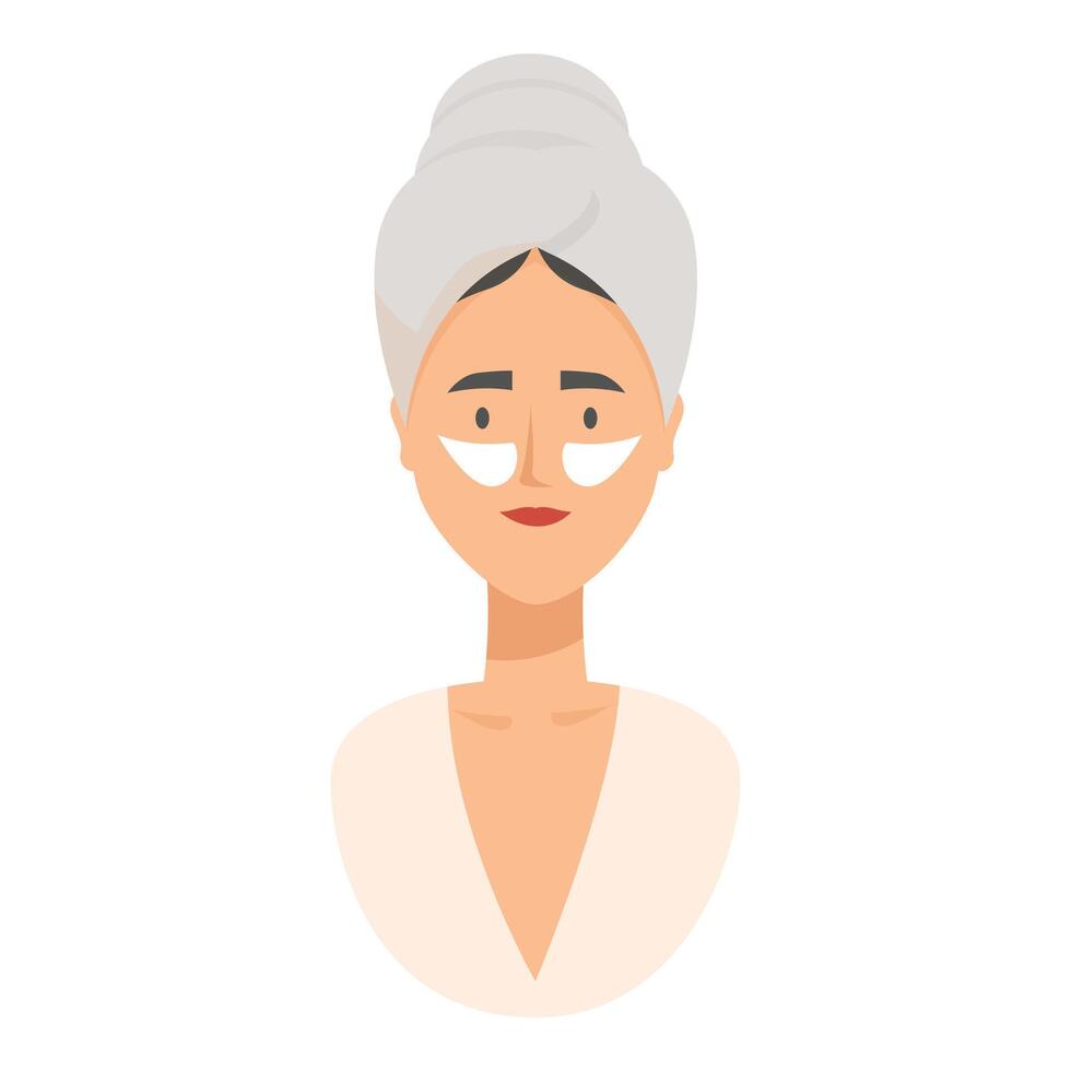 Woman applying under eye patches enjoying spa day vector