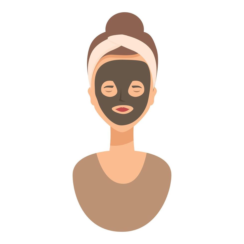 Woman relaxing with a purifying black face mask vector