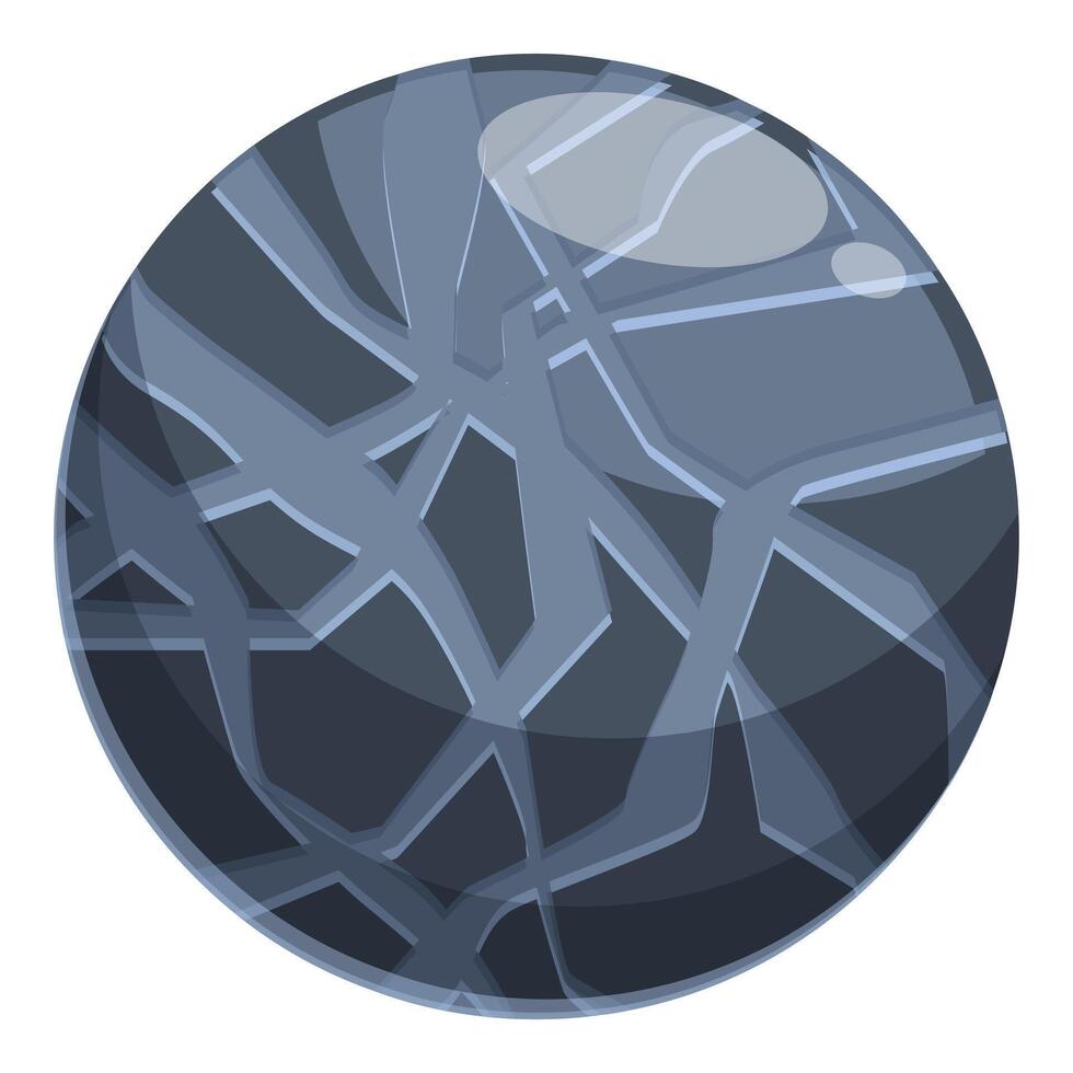 Dark blue planet with glowing cracks is orbiting in space vector