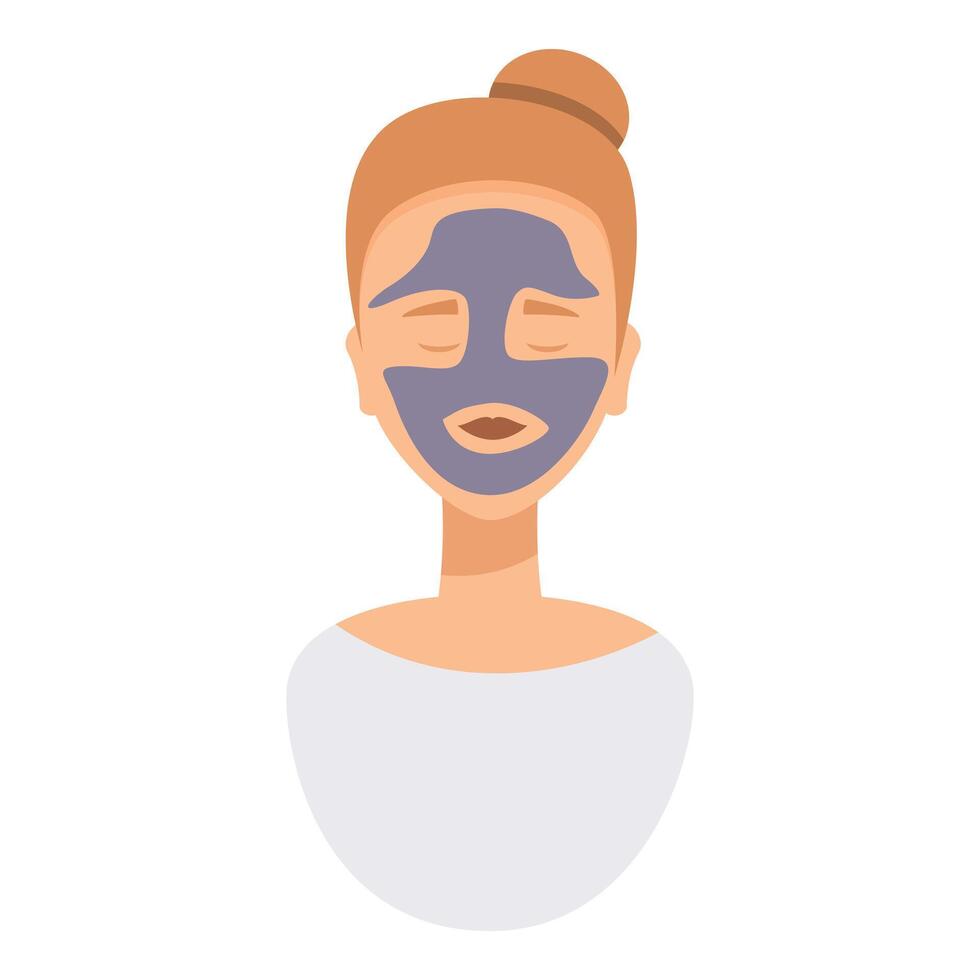 Young woman relaxing with clay mask on her face vector