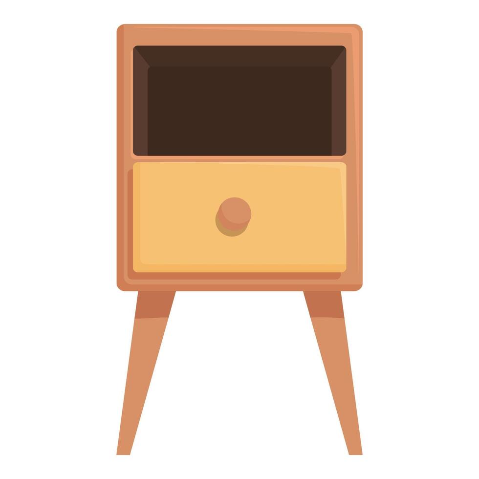 Wooden nightstand furniture with open empty drawer vector