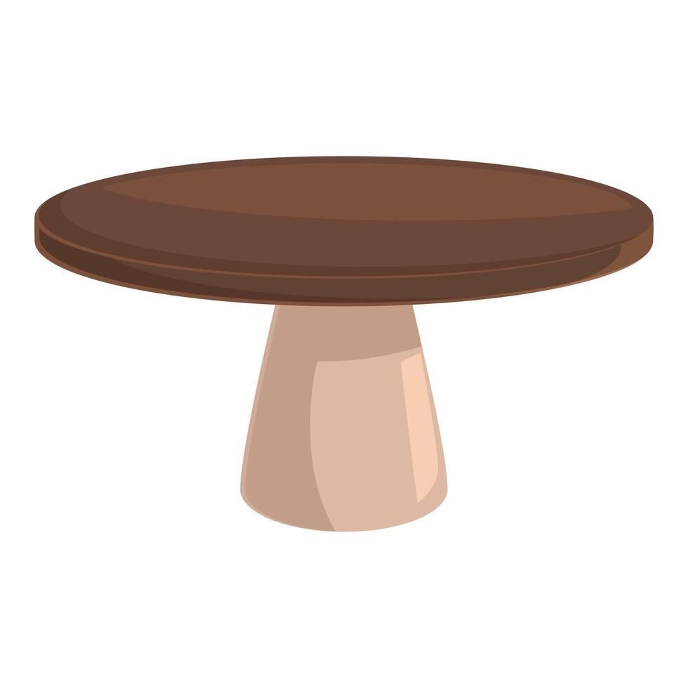 Big brown round table top standing on one leg is resembling a mushroom vector