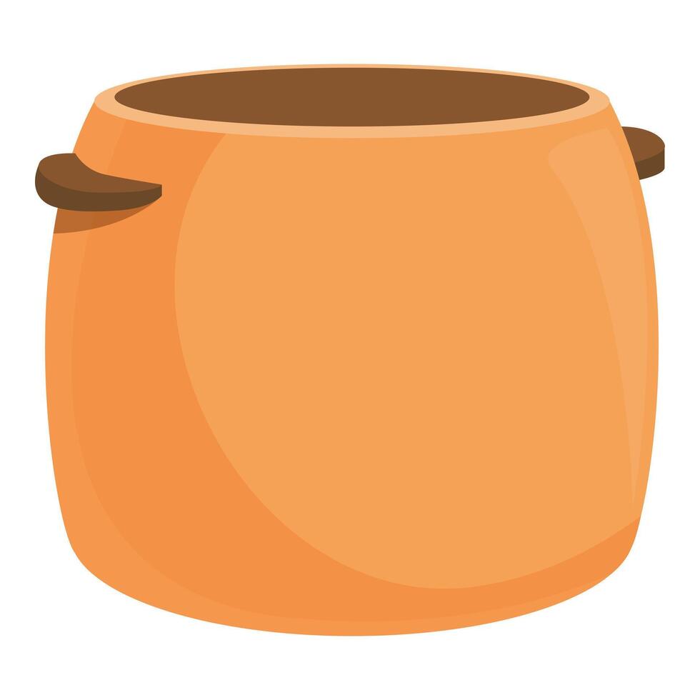 Orange clay pot with handles waiting to be used vector