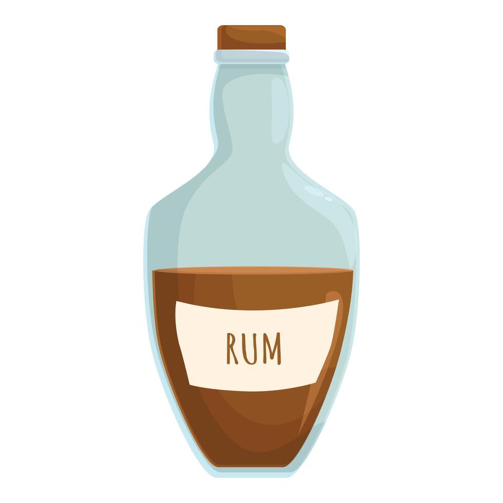 Glass bottle containing rum with cork top vector