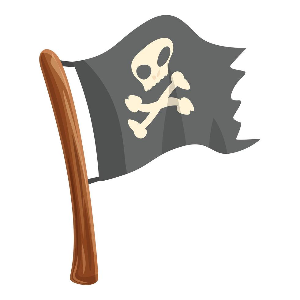 Black pirate flag with skull and crossbones waving in the wind vector