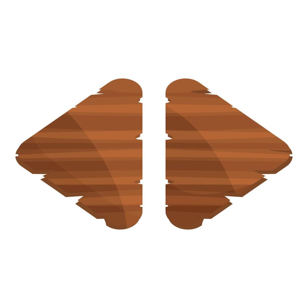 Two wooden arrow signs pointing left showing the way to go vector
