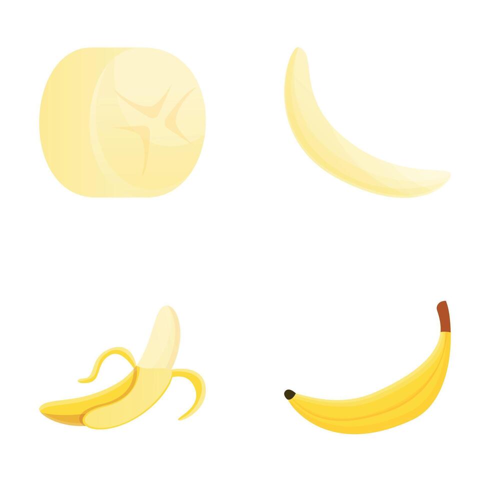 Banan icons set cartoon . Exotic fruit vector