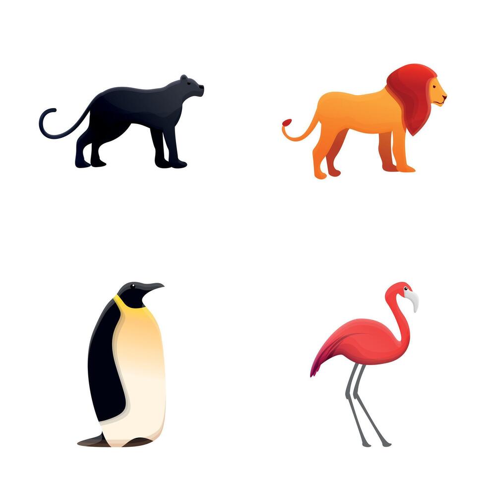 Wildlife icons set cartoon . Mammal and bird vector
