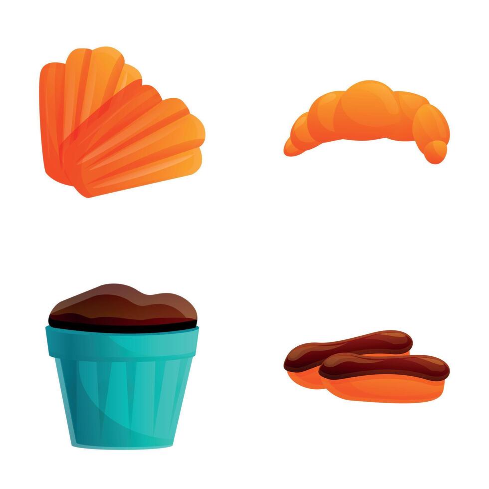 Dessert icons set cartoon . Various sweet food vector
