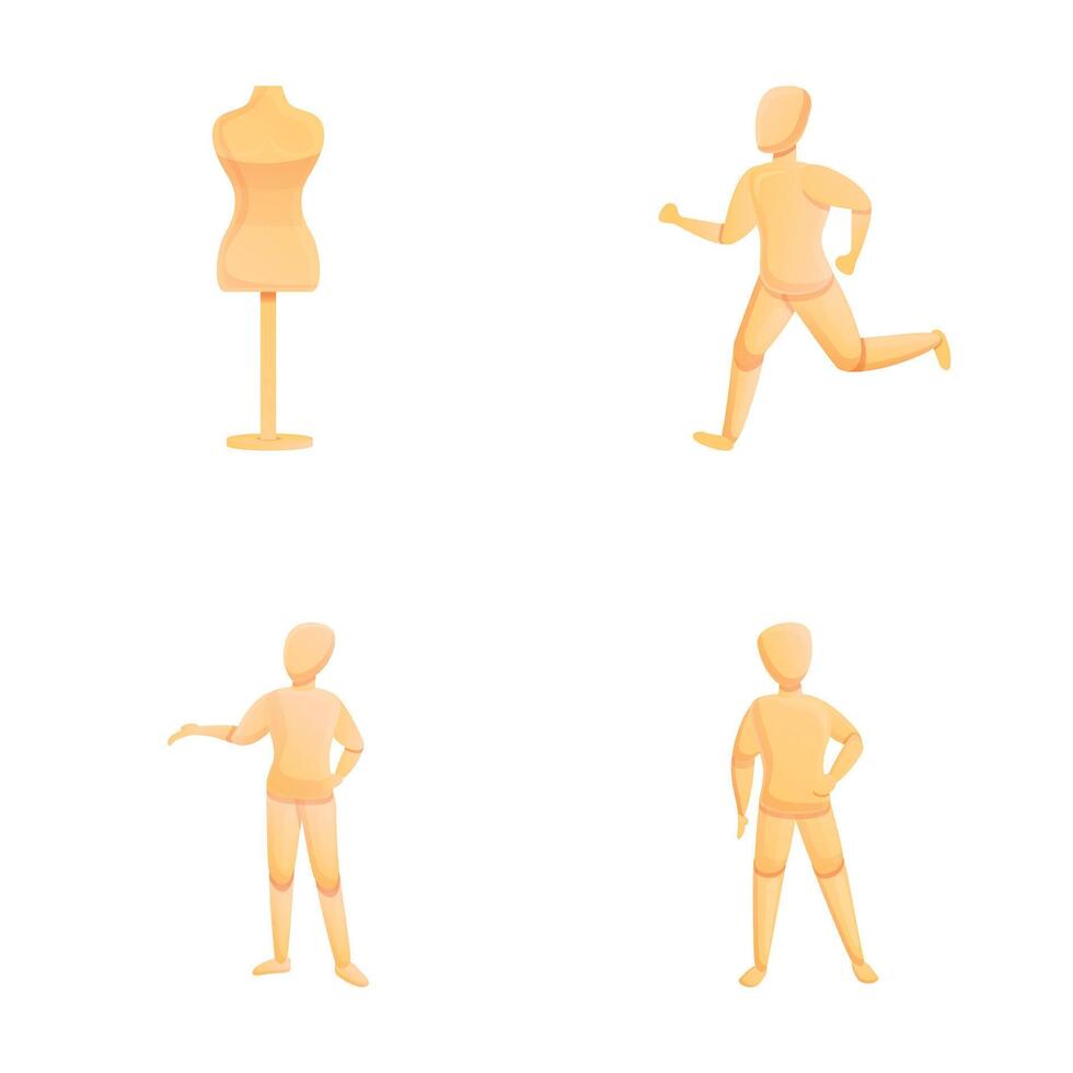 New mannequin icons set cartoon . Different mannequin vector