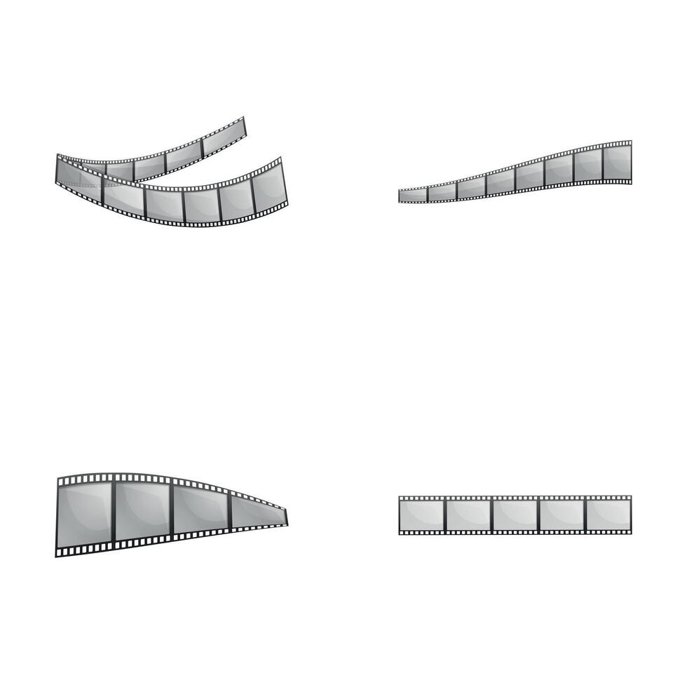 Film strip icons set cartoon . Retro reel of ribbon vector