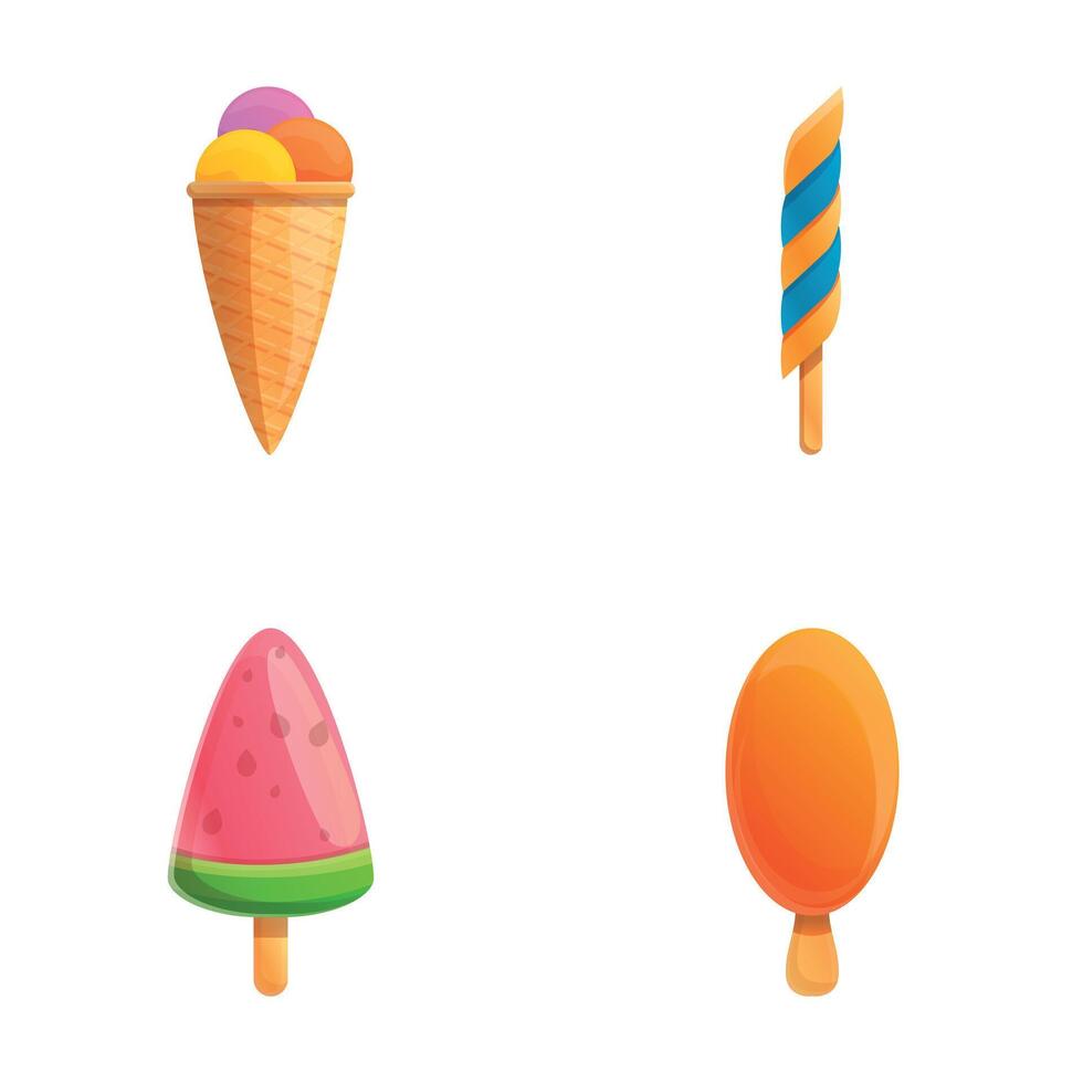 Summer food icons set cartoon . Various multicolored ice cream vector