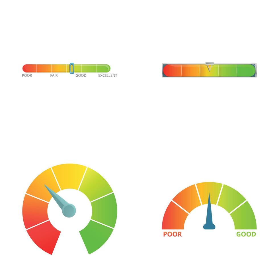 Indicator icons set cartoon . Various measuring device vector
