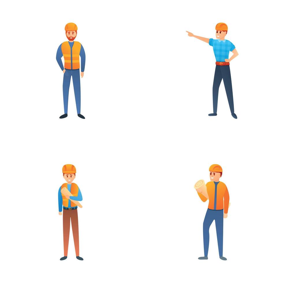 General worker icons set cartoon . Construction worker people vector