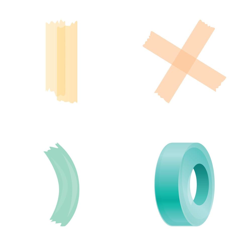 Masking tape icons set cartoon . Roll of masking tape vector